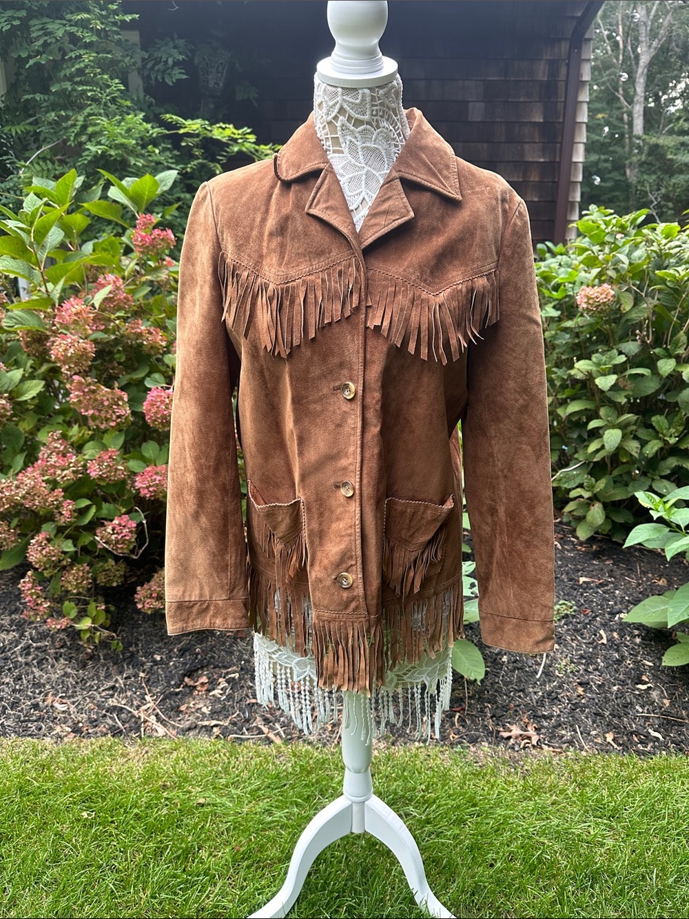 Jones New York Brown Suede Fringe Jacket